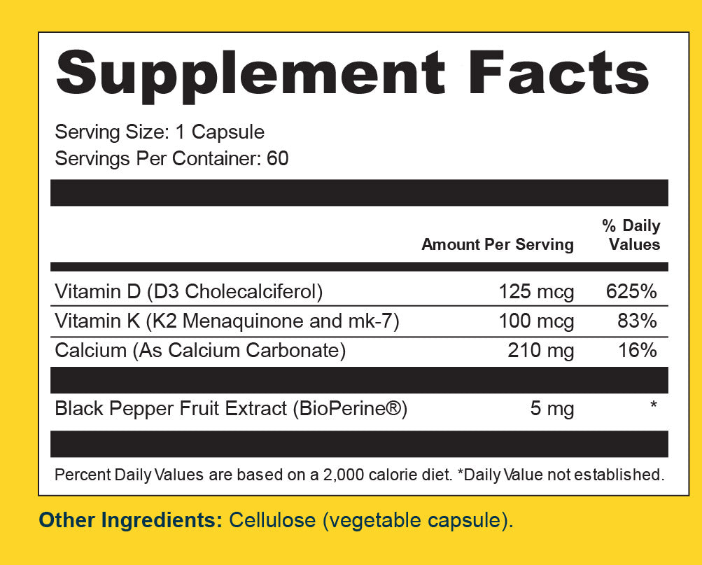 IM D3 K2 Balance | Bone, Heart & Immune Support | Vitamin D3, Vitamin K2 & Calcium with BioPerine® for Max Absorption | 60 Veggie Capsules | Daily Wellness Supplement