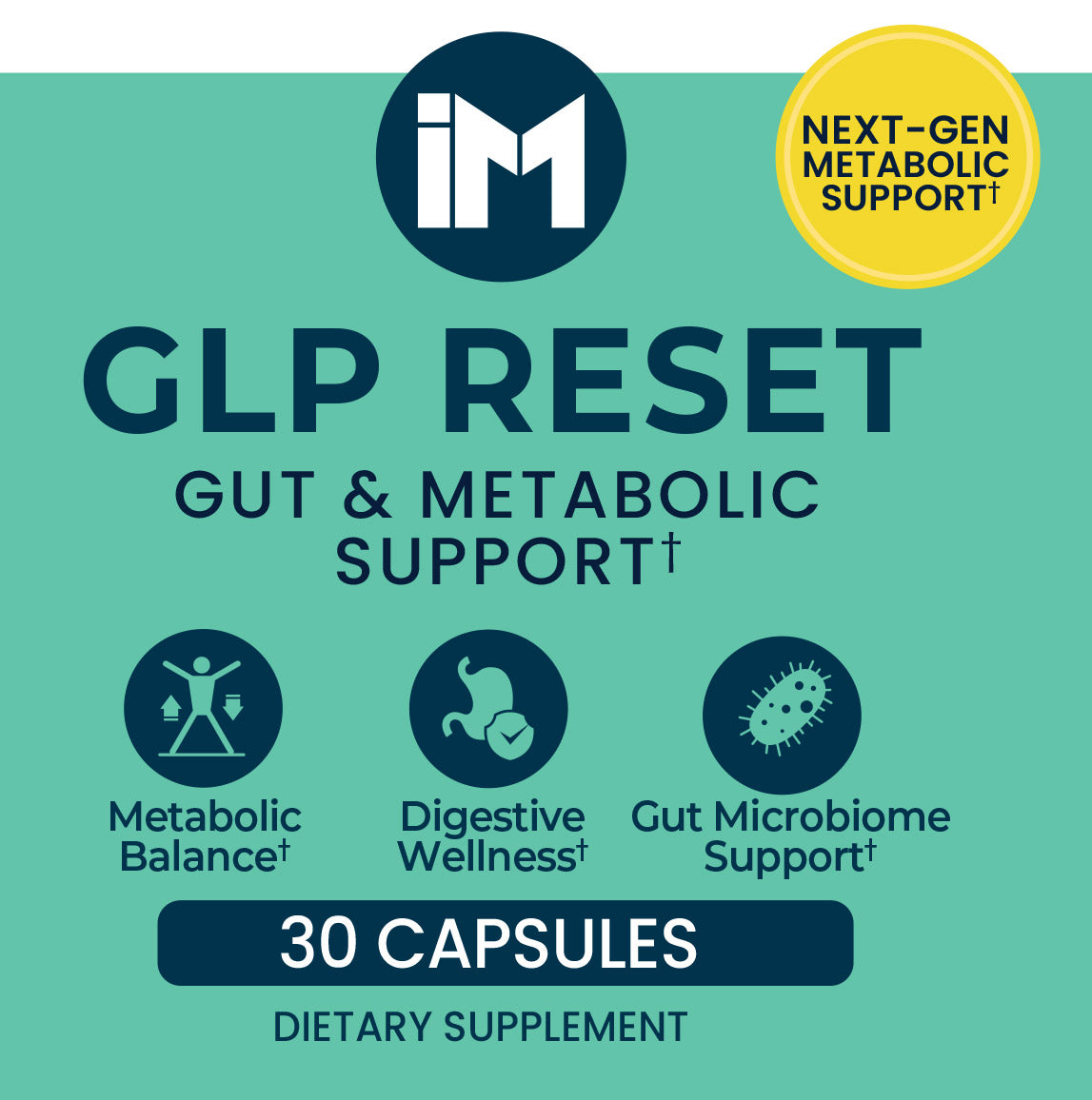 IM GLP Reset | Gut & Metabolic Support | Probiotics, Berberine, Cinnamon, Turmeric & Resveratrol | 30 Capsules | Daily Digestive & Wellness Supplement