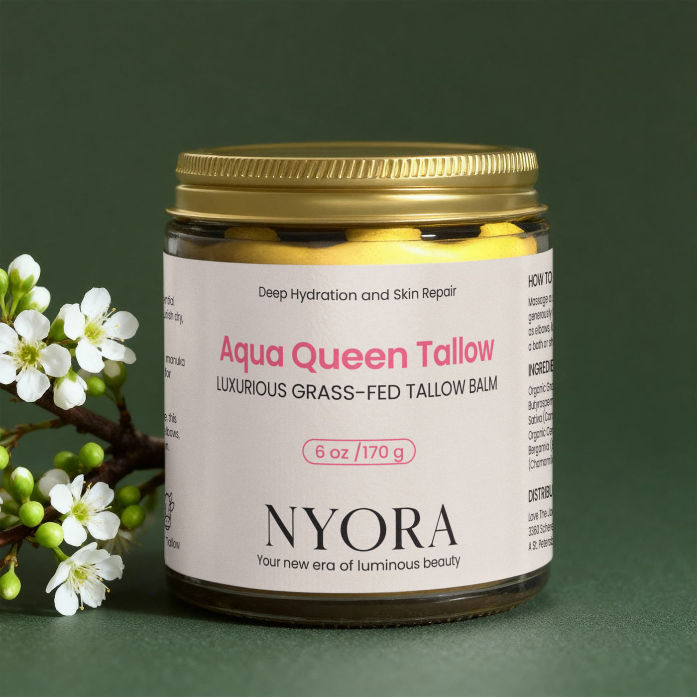 NYORA Aqua Queen Tallow | Luxurious Grass-Fed Tallow Balm for Deep Hydration and Skin Repair