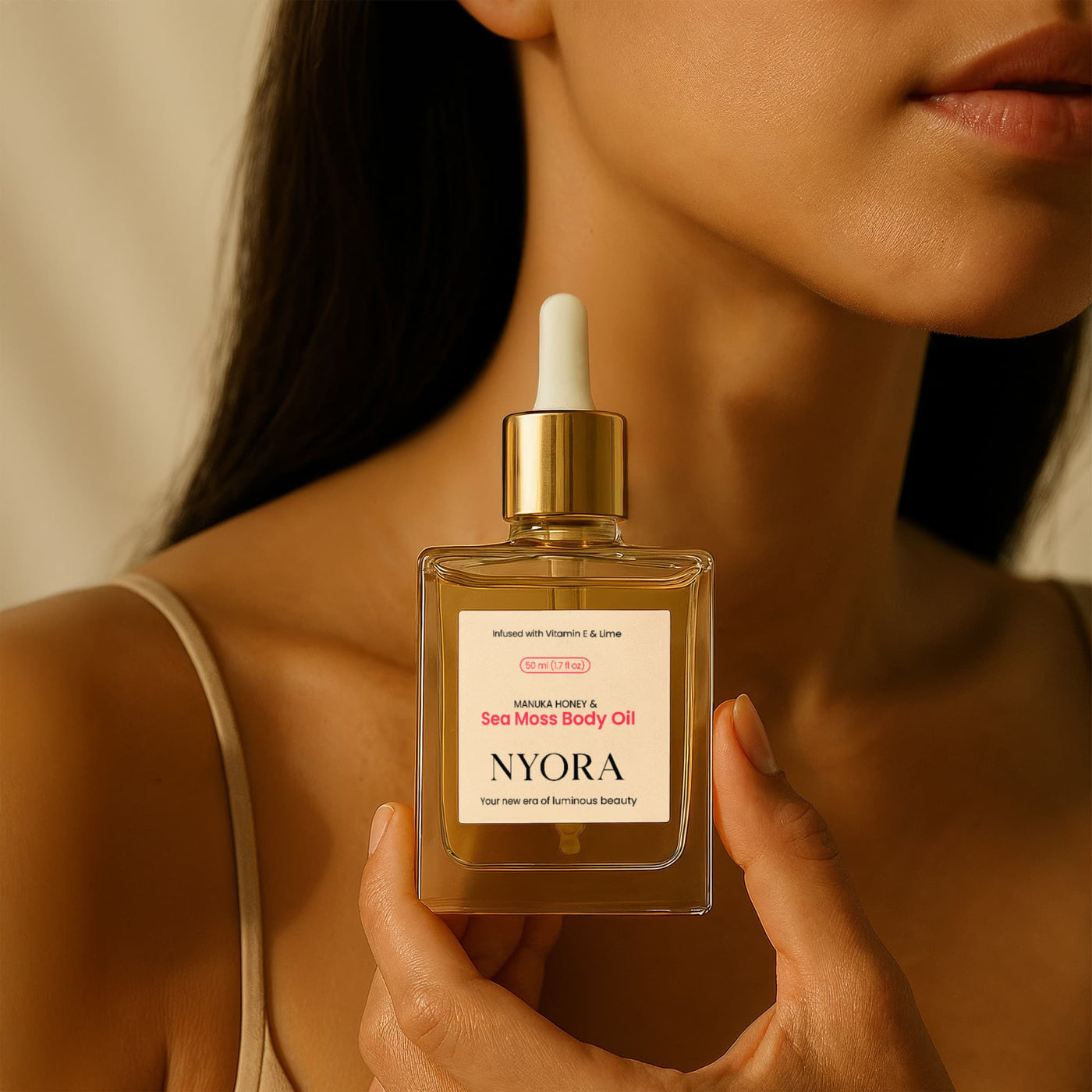 NYORA Manuka Honey & Sea Moss Body Oil – 50 mL Daily Glow Oil Infused with Turmeric & Lime to Deeply Hydrate, Brighten, and Soothe Skin After Shaving While Reducing Ingrown Hairs & Dryness