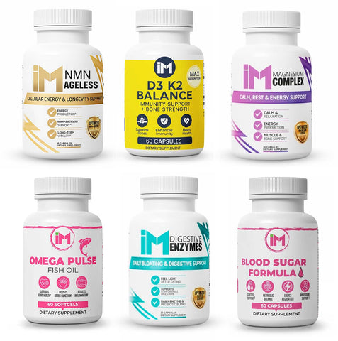 Daily Essentials Pack (6 Products) | Energy, Digestion & Vitality Support | Omega, D3, Magnesium, Enzymes, NAD+ & Metabolic Balance Stack