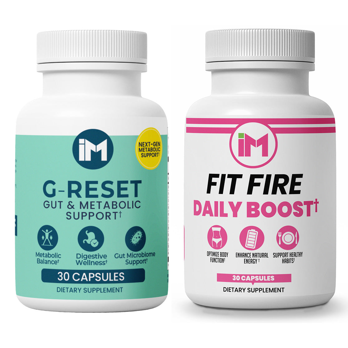 IM GLP-Fire Pack - IM G-Reset & IM Fit Fire | Gut & Metabolic Support | Probiotics Akkermansia & Bifidobacterium Breve - Green Tea Leaf Extract, Apple Cider Vinegar, Berberine HCL