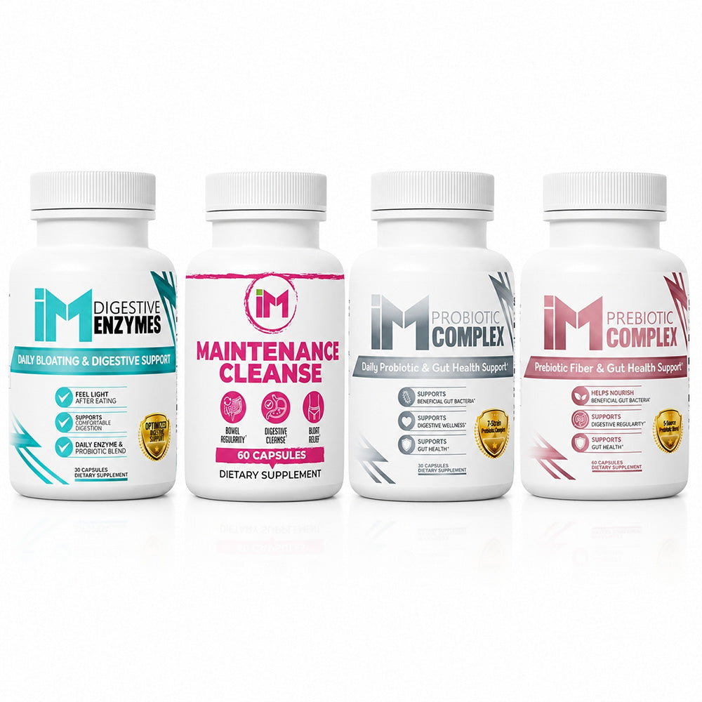 IM Total Digestive Pack | Enzimas, Maintenance Cleanse, Prebiótico y Probiótico | Sistema Digestivo de 4 Pasos