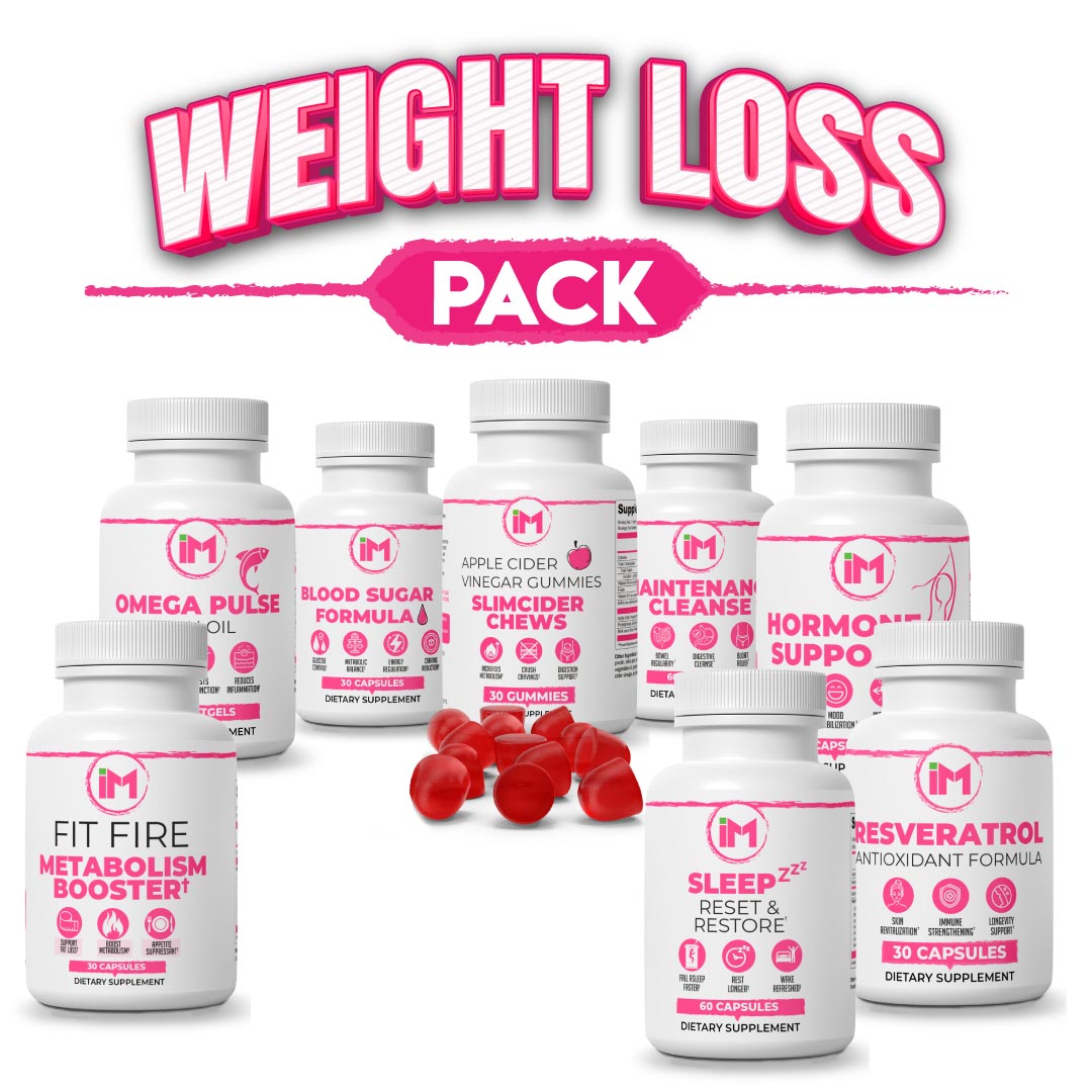 IM Weight Loss Pack: Blood Sugar, Fit Fire, Hormone Support, Maintenance Cleanse, OmegaPulse, Sleep Reset Restore, SlimCider Chews