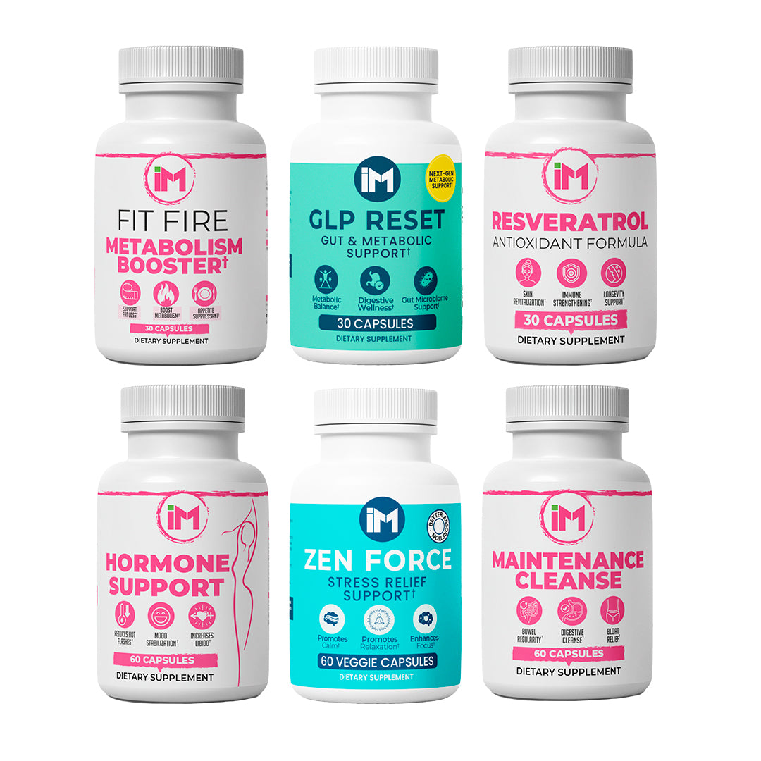 IM Six Pack | 6 Daily Wellness Essentials | Gut Balance, Hormonal Harmony, Energy & Cellular Support | Natural Supplement Bundle