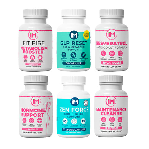 IM Six Pack | 6 Daily Wellness Essentials | Gut Balance, Hormonal Harmony, Energy & Cellular Support | Natural Supplement Bundle