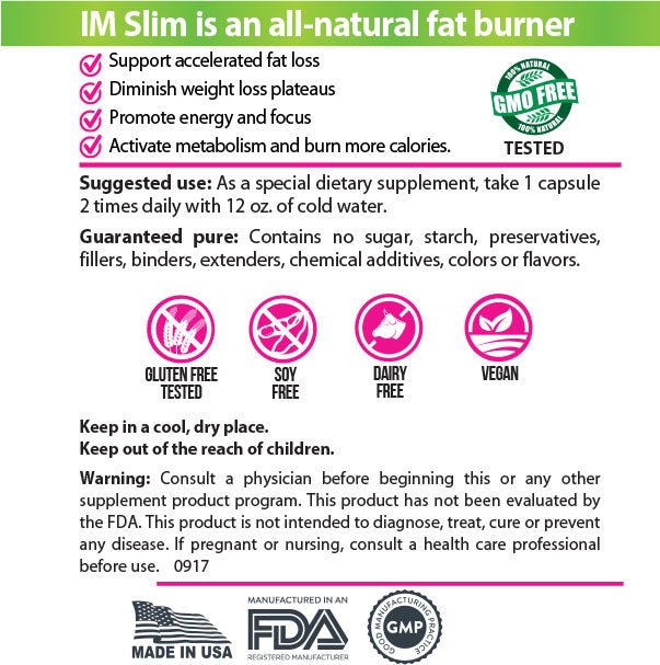 IM Slim Fat Burner & Appetite Suppresant - 6 Frascos