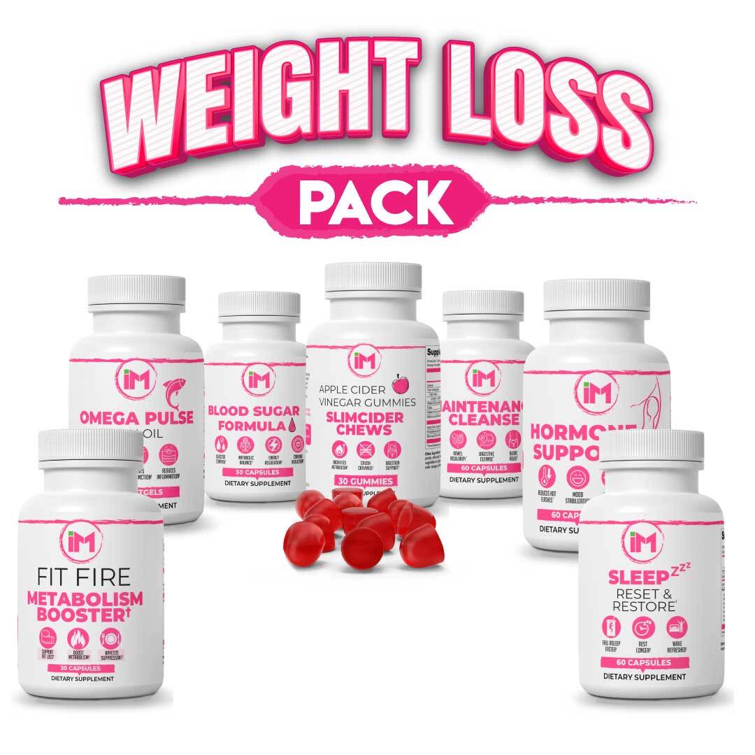 IM Weight Loss Pack: Blood Sugar, Fit Fire, Hormone Support, Maintenance Cleanse, OmegaPulse, Sleep Reset Restore, SlimCider Chews