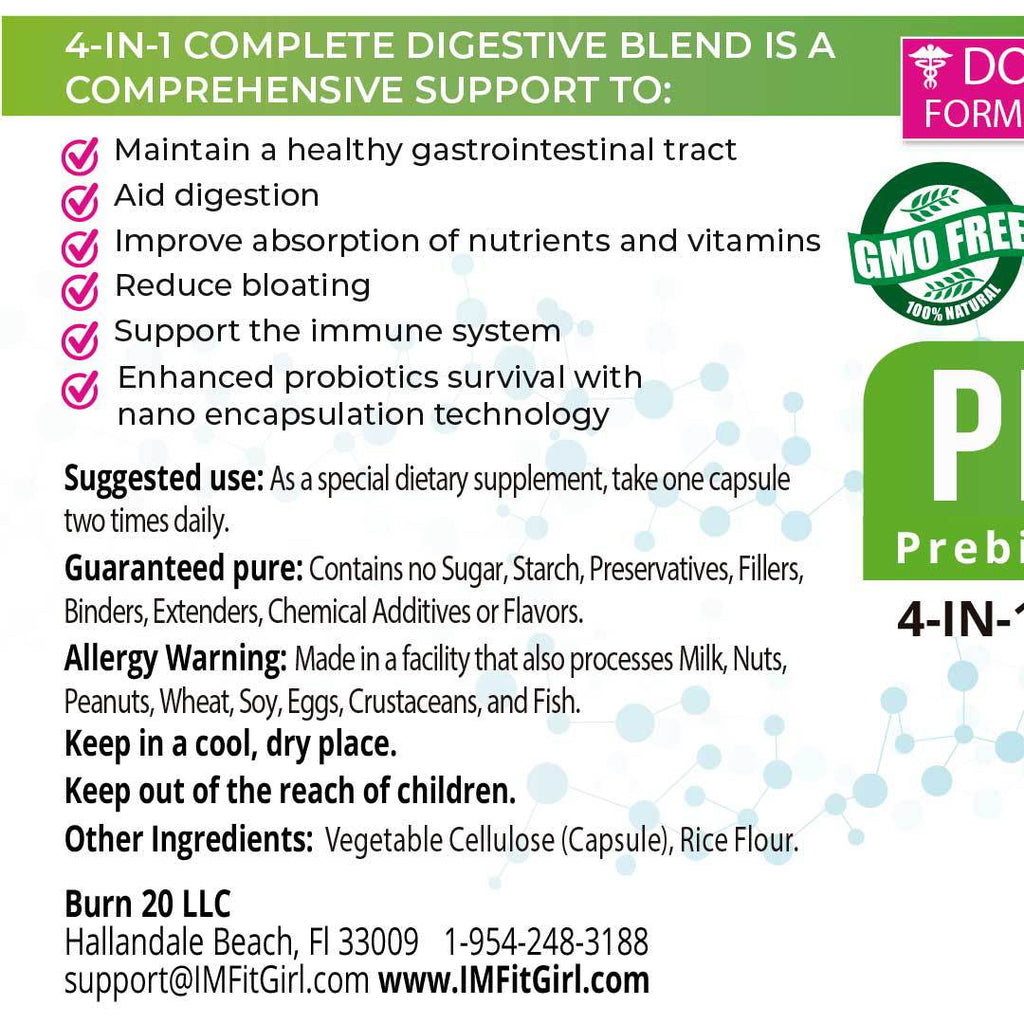 IM Probiotics, Prebiotics, Enzymes & Cordyceps 4-in-1 Complete Digestive Blend - 3 Frascos - OTO